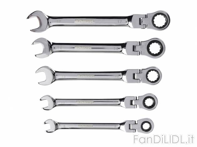 Set chiavi combinate Parkside, prezzo 14.99 € 
5 pezzi 
- Apertura delle chiavi: ...