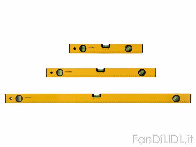 Set livelle Parkside, prezzo 8.99 € 
3 pezzi 
- Misurazioni a 45°, 90°, 180°
- ...