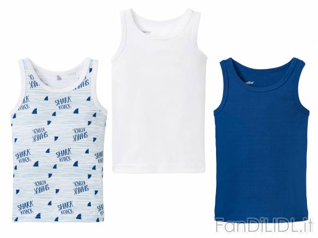 Canotta da bambino Lupilu, prezzo 5.99 € 
3 pezzi - Misure: 1-6 anni 
- Puro ...