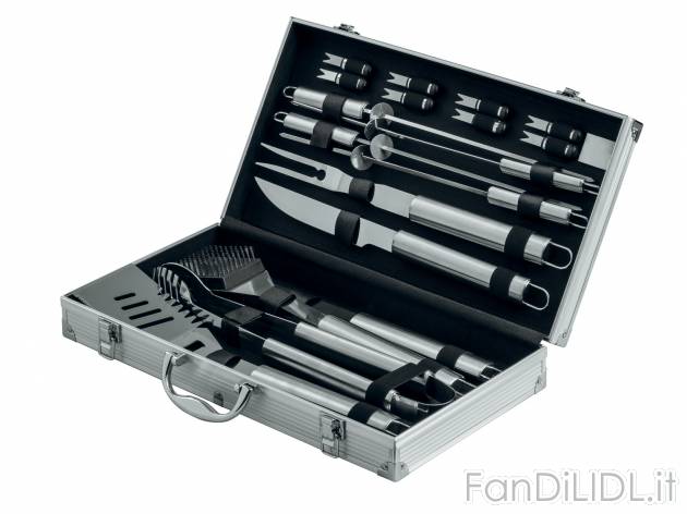Set utensili per grill in valigetta , prezzo 19.99 € 
18 pezzi 
In dotazione
- ...