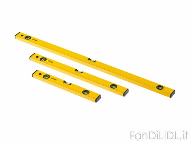 Set livelle Powerfix, prezzo 9,99 &#8364; per Al set 
- Con 3 livelle per misurazioni ...