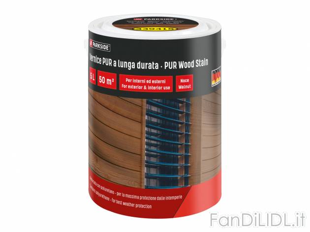 Vernice per legno color noce Parkside, prezzo 12.99 &#8364; 
5 L 
- Anti-goccia
- ...