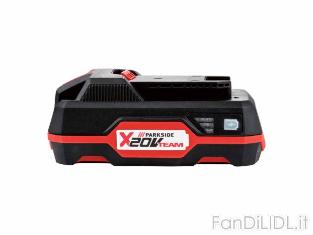 Batteria 2 Ah Parkside, X20VTeam, prezzo 14.99 € 
20 V 
- Batteria agli ioni ...