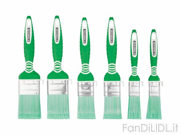 Set pennelli Parkside, prezzo 3.99 &#8364; 
6 pezzi 
- Con gancio per riporre ...