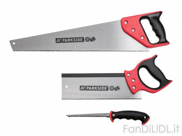 Set seghe Parkside, prezzo 9.99 &#8364;  
3 pezzi
Caratteristiche

- TUV-sud-GS