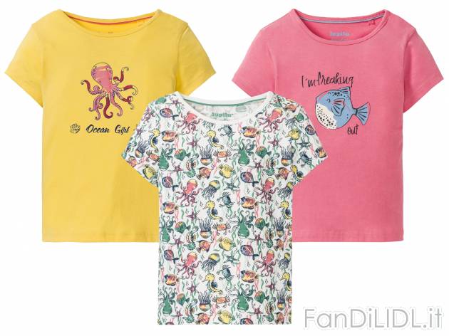 T-shirt da bambina Lupilu, prezzo 4.99 € 
3 pezzi - Misure: 1-6 anni
Taglie ...