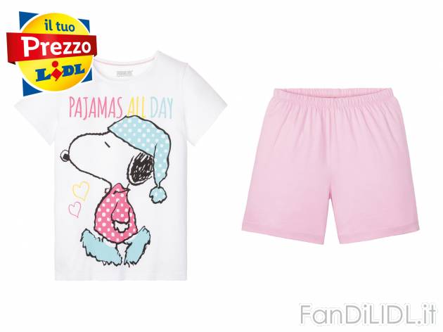 Pigiama corto o camicia da notte per bambina Snoopy, Miraculous, Frozen 2 Oeko-tex, ...