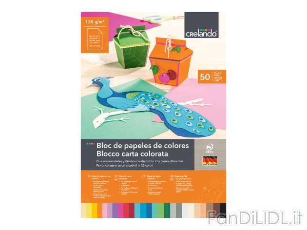 Blocco carta / cartoncini colorati Crelando, prezzo 2.49 &#8364; 
- In 25 colori
Questo ...
