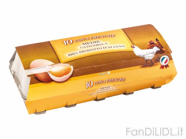 Uova fresche medie , prezzo 1,29 &#8364; per 10 uova a confezione 
- Categoria ...