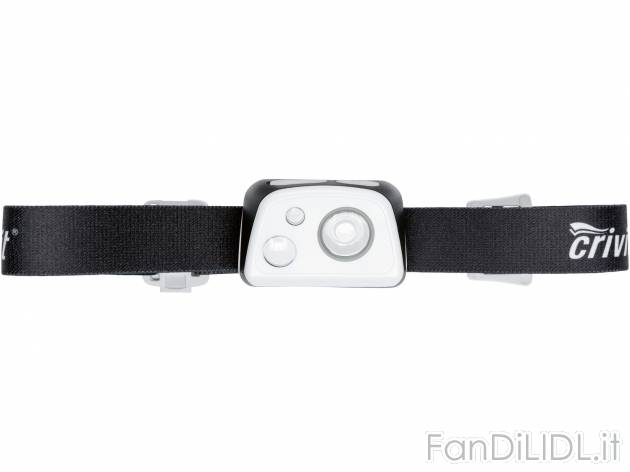 Lampada frontale LED con sensore Crivit, prezzo 12.99 € 
- 6 modalità d&#039;illuminazione: ...