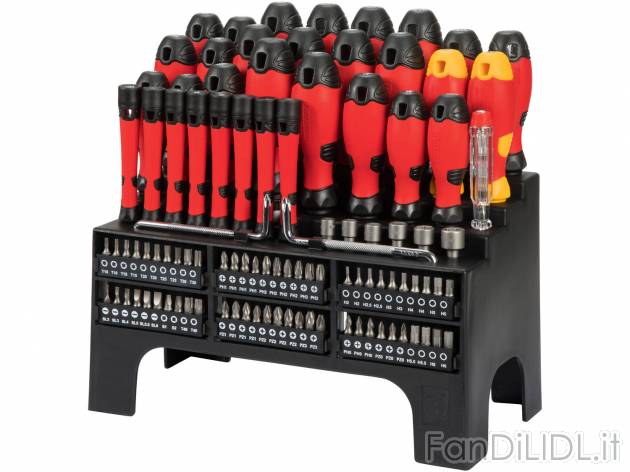 Set cacciaviti XXL Powerfix, prezzo 29.99 € 
101 pezzi 
- Con impugnatura ergonomica ...