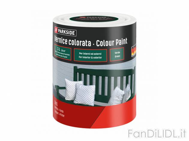Vernice colorata, bianca o per lavagna Parkside, prezzo 4.99 &#8364; 
1 L
Caratteristiche
 ...
