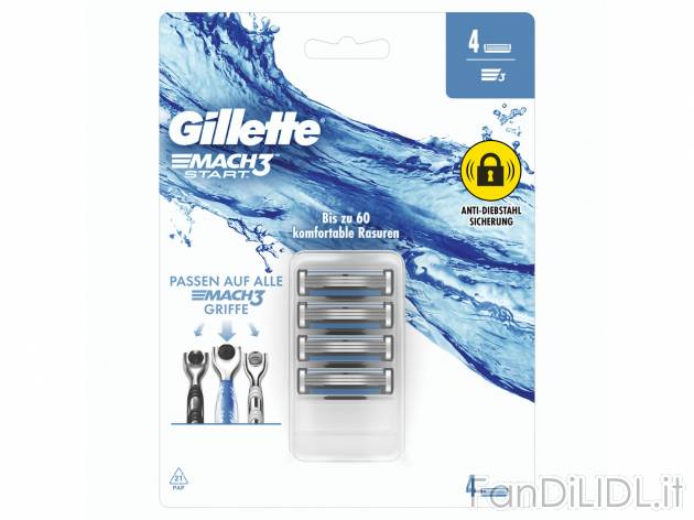 Ricariche Gilette Mach3, prezzo 6.89 €  
-  4 ricariche