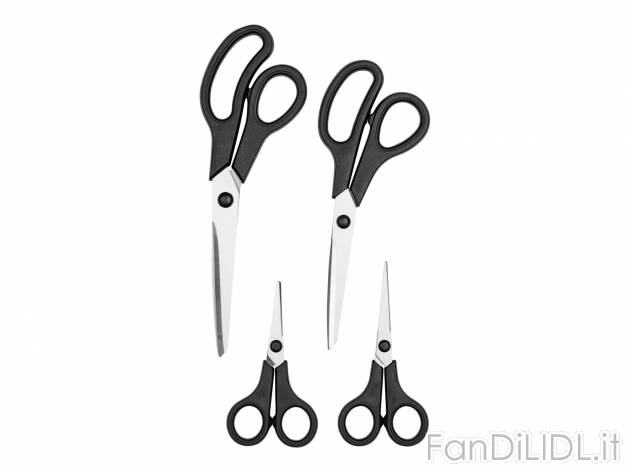 Set forbici Crelando, prezzo 3.99 € 
4 pezzi 
- Con lame in acciaio inossidabile
Caratteristiche ...