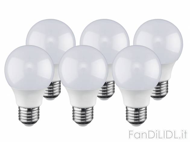 Lampadina LED Livarno Lux, prezzo 9.99 € 
6 pezzi 
Dati tecnici
- 6 W: E14 ...