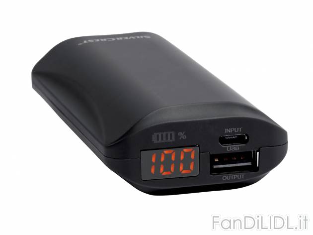 Powerbank 6000 mAh Silvercrest, prezzo 12.99 € 
- Display a LED per visualizzare ...