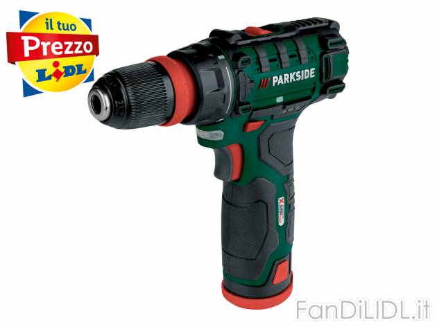 Trapano avvitatore ricaricabile Parkside, X12VTeam, prezzo 39.99 € 
- Caricabatterie ...