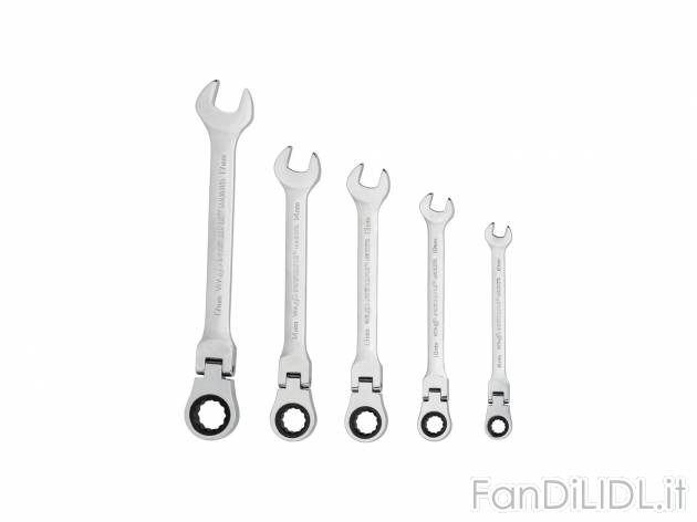 Set chiavi combinate Powerfix, prezzo 12.99 € 
5 pezzi 
- Chiave a cricchetto ...