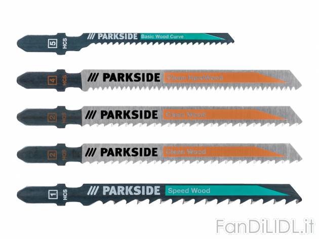 Set lame per seghetto a pendolo Parkside, prezzo 3.49 €  
5 pezzi
Caratteristiche