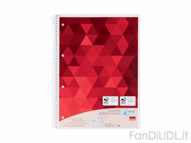 Blocco a spirale A4 United Office, prezzo 1.19 &#8364; 
100 fogli
Caratteristiche

- ...