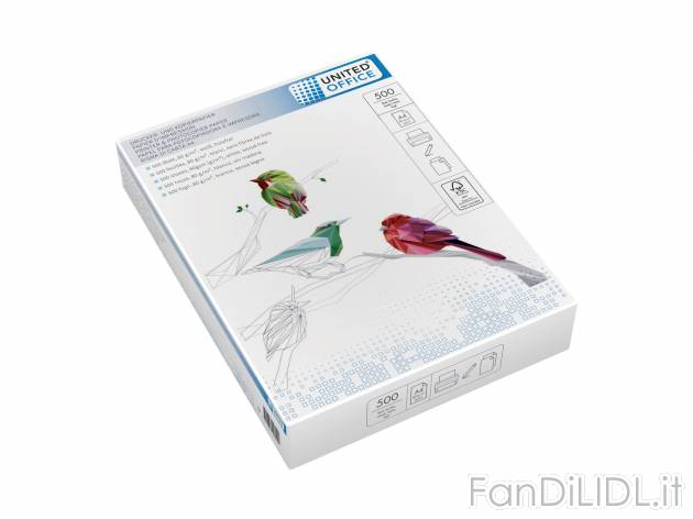 Risma di carta A4 United Office, prezzo 2.99 &#8364; 
500 fogli
Caratteristiche

- ...