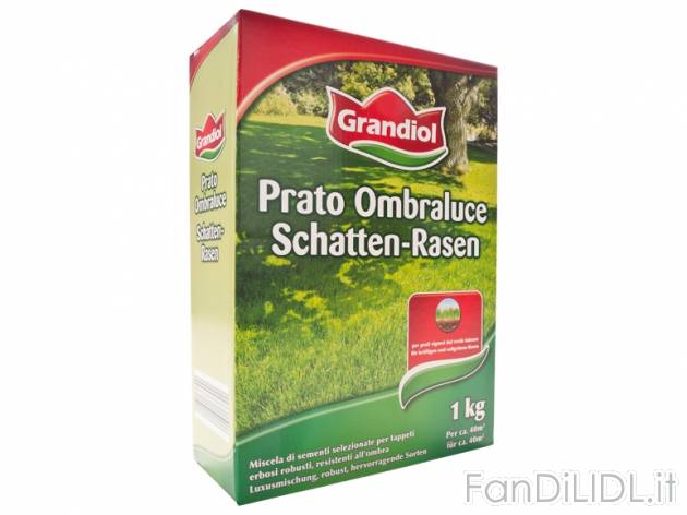 Sementi per prato ombreggiato , prezzo 5,49 &#8364; per 1kg confezione 
- Per ...