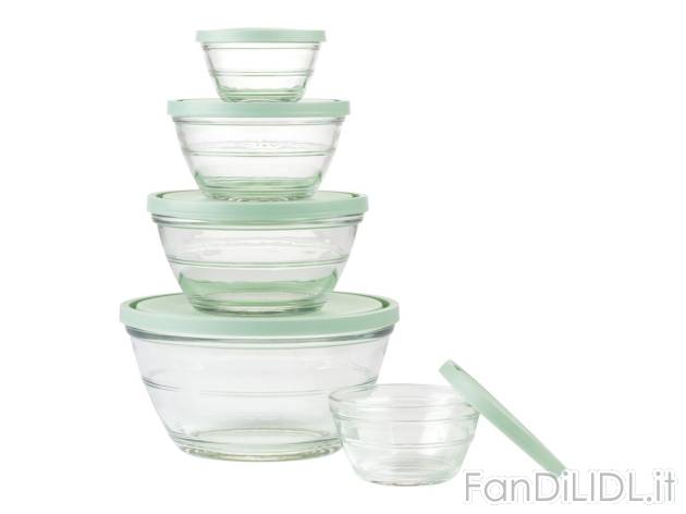 Set ciotole in vetro , prezzo 11.99 EUR 
Set ciotole in vetro 5 pezzi 
- Resistente ...