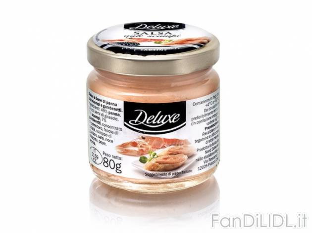 Salsa agli Scampi Deluxe, prezzo 1,79 &#8364; per 80 g, € 22,38/kg EUR. 
- ...
