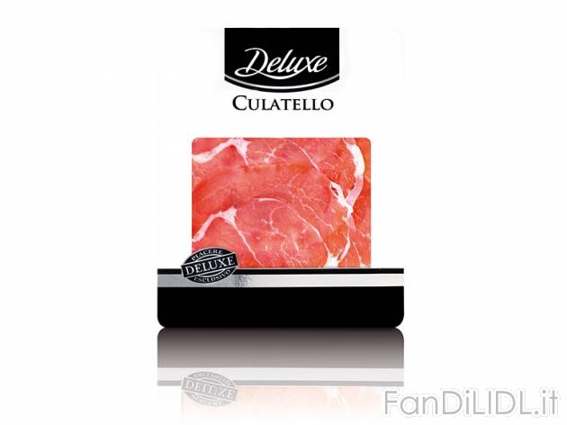 Culatello Deluxe, prezzo 2,99 &#8364; per 80 g, € 37,38/kg EUR. 
- Caratterizzato ...