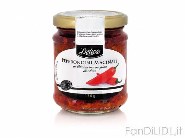 Peperoncini macinati Deluxe, prezzo 1,49 &#8364; per 170 g, € 8,76/kg EUR. ...