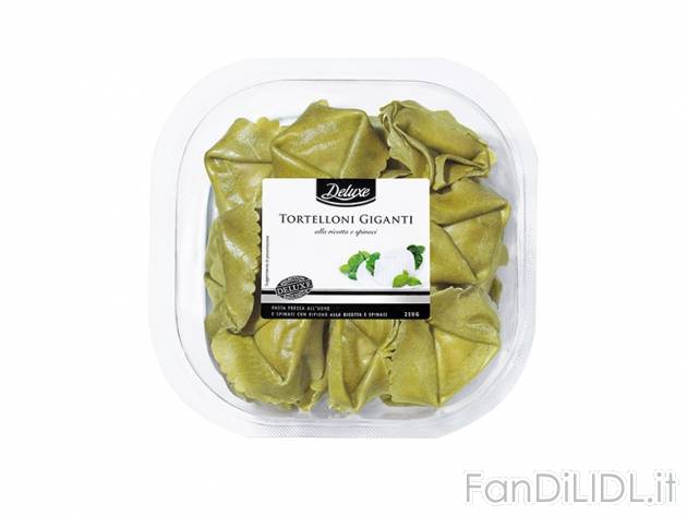 Pasta fresca ripiena Deluxe, prezzo 0,99 &#8364; per 250 g, € 3,96/kg EUR. ...