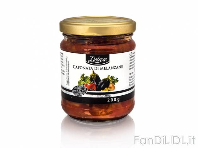 Caponata di melanzane Deluxe, prezzo 0,99 &#8364; per 200 g, € 4,96/kg EUR. ...