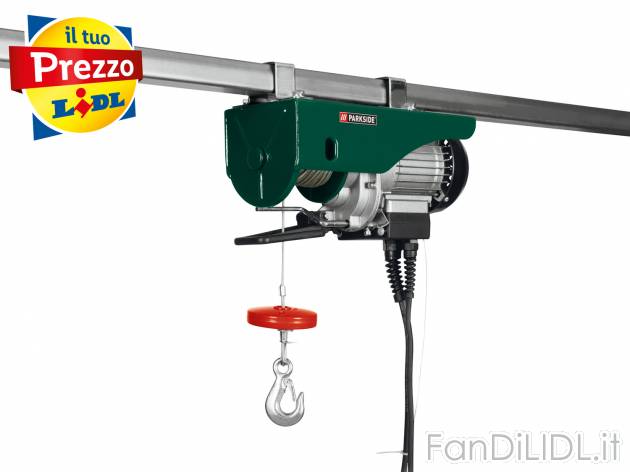 Paranco sollevatore Parkside, prezzo 59.00 € 
- Motore elettrico con protezione ...