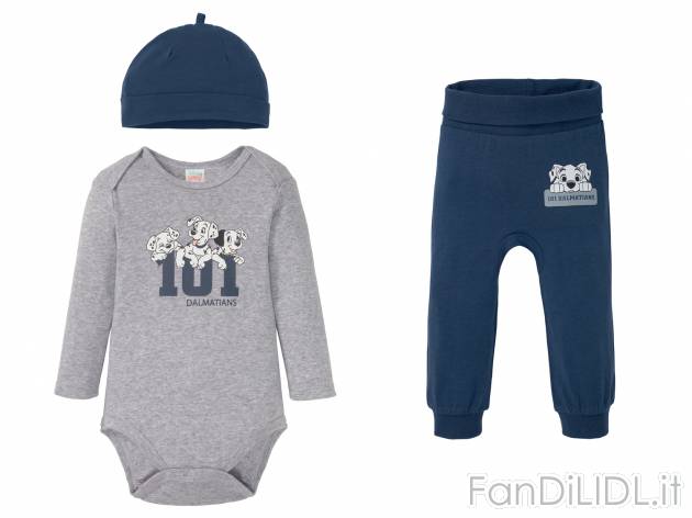 Coordinato per neonato Oeko-tex, prezzo 8.99 € 
3 pezzi - Misure: 2-24 mesi
Taglie ...
