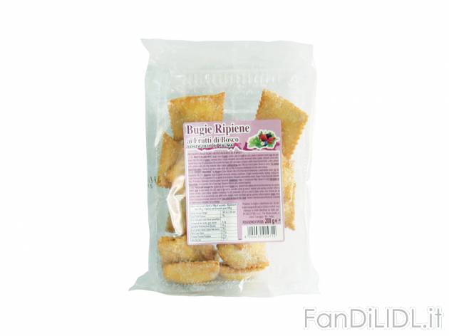 Bugie ripiene alla mela o ai frutti di bosco , prezzo 1.79 €