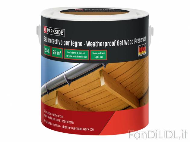Gel protettivo per legno Parkside, prezzo 9.99 &#8364; 
2,5 L 
- Color Teak, ...