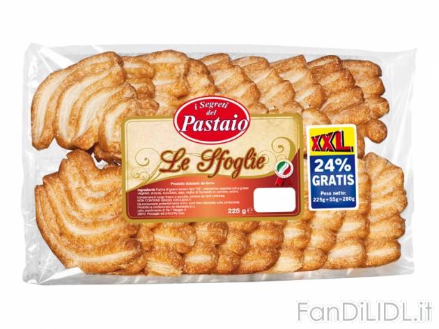 Le Sfoglie , prezzo 1,59 &#8364; per 225 g + 55 g GRATIS, 1 kg = 5,68 EUR. 
- ...