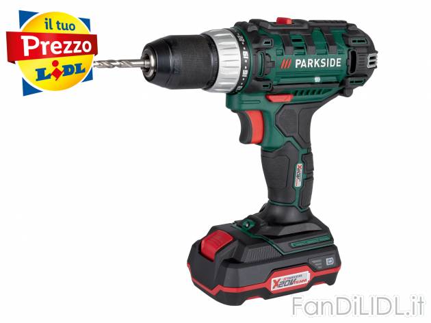 Set trapano avvitatore ricaricabile Parkside, X20VTeam, prezzo 69.00 € 
- Motore ...