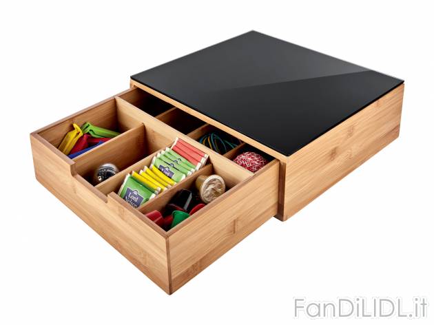 Box con cassetto organiser Ernesto, prezzo 12.99 &#8364; 
- In bamb&ugrave; ...