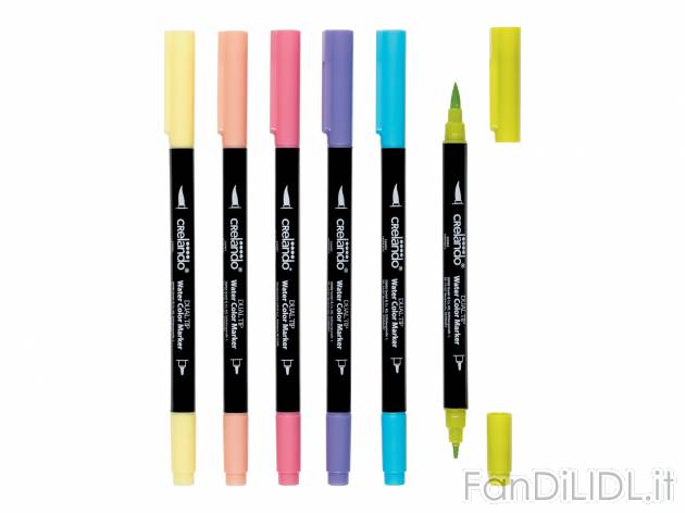 Pennarelli acquerellabili Crelando, prezzo 1.49 &#8364; 
6 pezzi 
- Con 2 punte
Caratteristiche
 ...