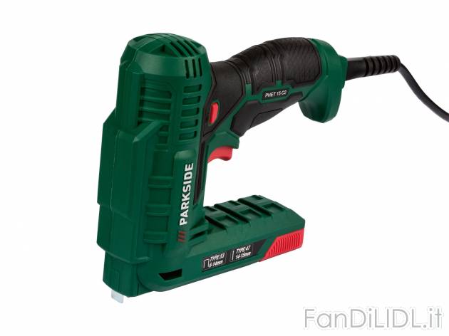 Pistola sparapunti e sparachiodi elettrica Parkside, prezzo 12.99 € 
- Con azionamento ...