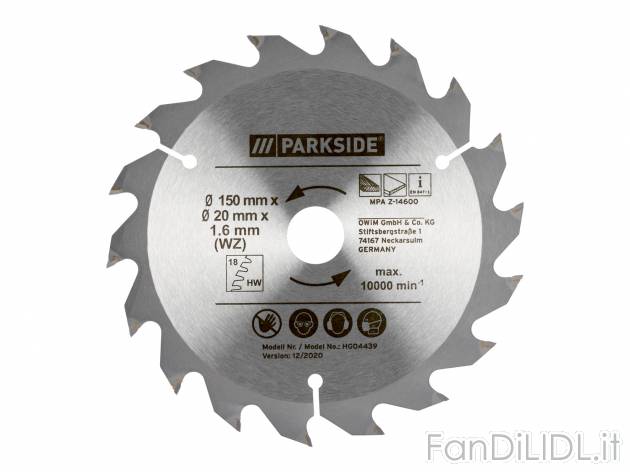 Lama per sega circolare Parkside, prezzo 2.99 € 
150 mm 
- 18 o 24 denti
- ...
