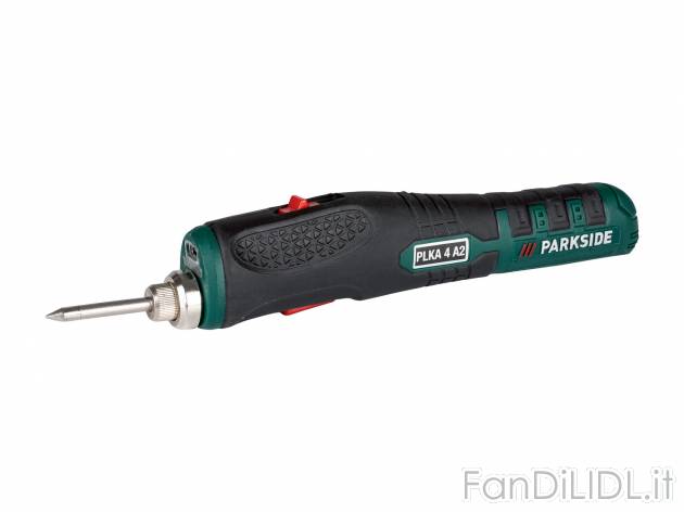 Saldatore ricaricabile Parkside PLKA4A2, prezzo 11.99 € 
- Illuminazione a LED
In ...