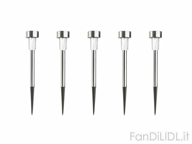 Lampada LED ad energia solare con picchetto Livarno Lux, prezzo 7.99 € 
5 pezzi ...