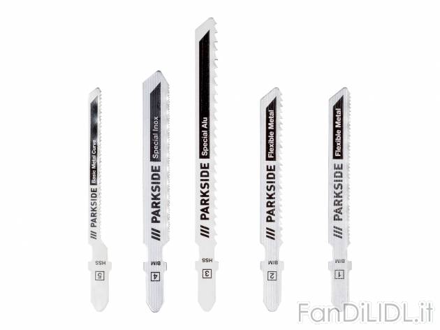 Set lame per seghetto a pendolo Parkside, prezzo 3.99 € 
5 pezzi 
- Set metallo ...