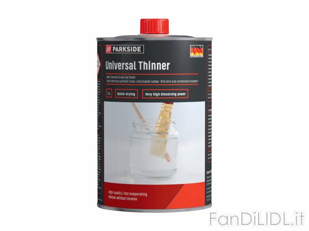 Diluente universale professionale Parkside, prezzo 2.99 &#8364;  
1 L
Caratteristiche