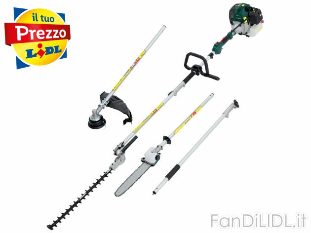 Multiattrezzo 4 in 1 a motore Parkside, prezzo 149.00 € 
- Tagliabordi, decespugliatore, ...