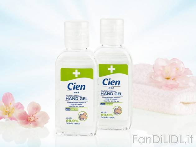 Gel igienizzante mani Cien, prezzo 1,59 &#8364; per Alla confezione 
- 2x 50 ...