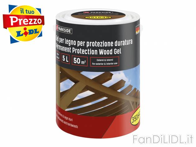 Gel protettivo per legno Parkside, prezzo 14.99 &#8364; 
5 L 
- Per interni ...
