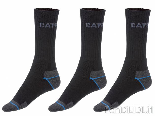 Calze da lavoro per uomo Cat-nero, prezzo 4.99 € 
3 paia - Misure: 39-46
Taglie ...